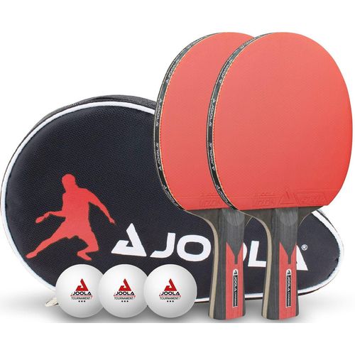 Joola Tischtennisschläger TT-Set Duo Carbon (Set, mit Schlägerhülle, mit Bällen), rot|schwarz|weiß