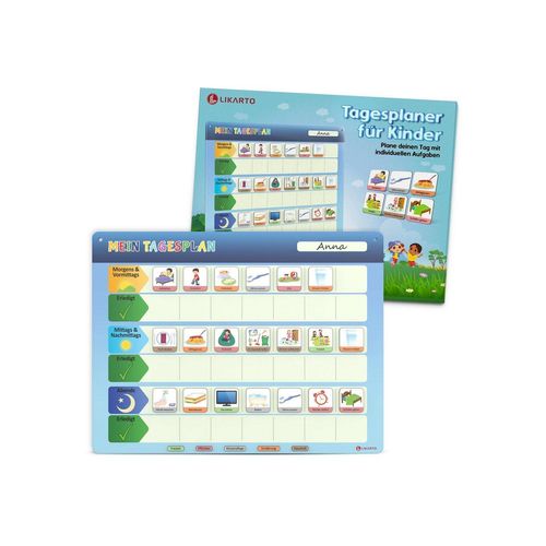 Likarto Lernspielzeug Tagesplaner für Kinder Montessori Magnettafel Kinder inkl. 152 Magnete