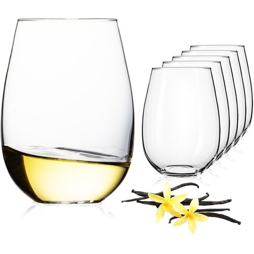 IMPERIAL glass Weinglas Weingläser ohne Stiel, Glas, 570ml moderne Weißweingläser Rotweingläser Spülmaschinenfest, weiß