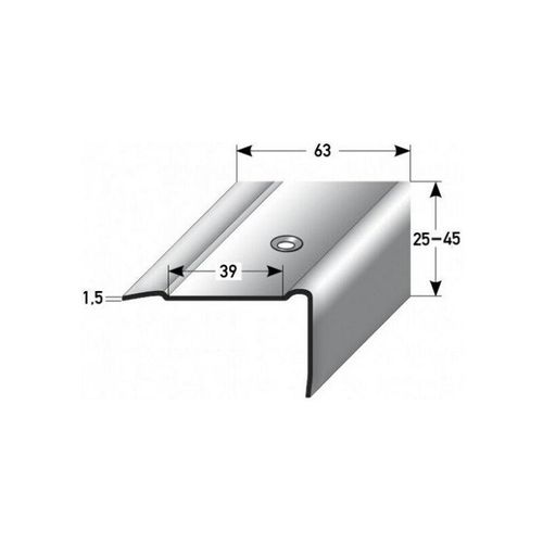 Treppenkante Mirabella / Kombiwinkel / Winkelprofil, Breite: 63 mm, verschiedene Höhen von 25 – 45 mm, aus Edelstahl (matt), gebohrt, von Auer