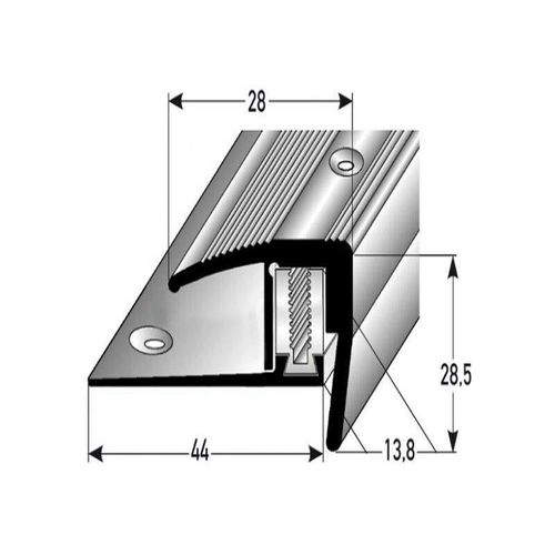 Treppenkante für Laminat / Parkett Winkelprofil Altona, Höhe 7 x15,5 mm, 28 mm breit, 3-teilig, Aluminium eloxiert, gebohrt, Flex-goldfarbig-900