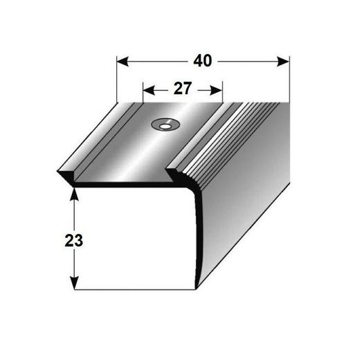 Treppenkante Enna / Kombiwinkel / Winkelprofil (Größe 27 mm x 40 mm) aus Aluminium eloxiert, gebohrt, von Auer Metall-silber-2500 – silber