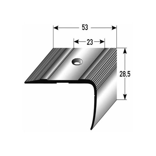 Treppenkante Acate / Kombiwinkel / Winkelprofil (Größe 28,5 mm x 53 mm) aus Aluminium eloxiert, gebohrt, von Auer Metall-silber-1000 – silber