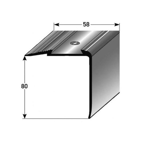 Treppenkante Grava / Kombiwinkel / Winkelprofil (Größe 80 mm x 58 mm) aus Aluminium eloxiert, gebohrt, von Auer Metall-silber-2700 – silber