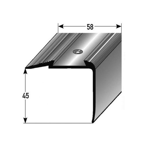 Treppenkante Agira / Kombiwinkel / Winkelprofil (Größe 45 mm x 58 mm) aus Aluminium eloxiert, gebohrt, von Auer Metall -silber-2700 – silber