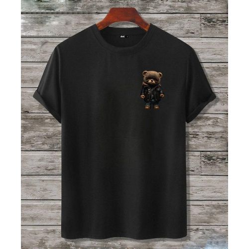 RMK T-Shirt Herren Shirt Rundhals Basic Druck (Teddybär Sonnenbrille Lederjacke) in Unifarbe
