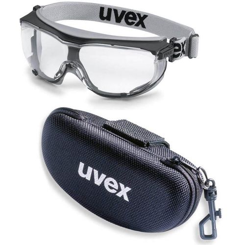 UVEX Vollsichtbrille carbonvision supravision extreme klar grau/schwarz im Set inkl. Brillenetui, Sicherheitsbrille, Arbeitsschutzbrille