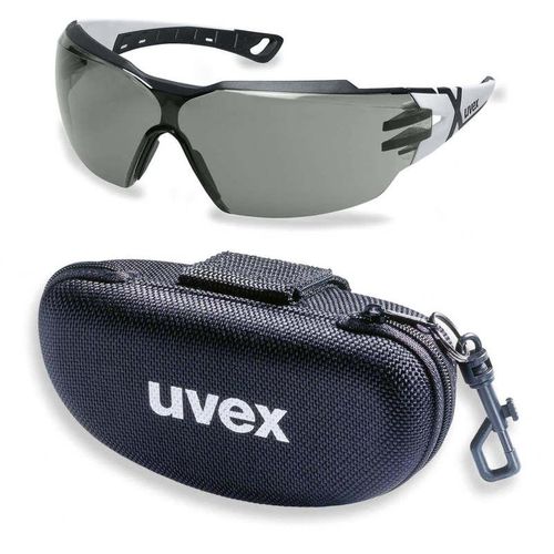 UVEX Schutzbrille pheos cx2 9198237 weiß / schwarz mit UV-Schutz im Set inkl. Brillenetui – leichte und sportliche Sicherheitsbrille,