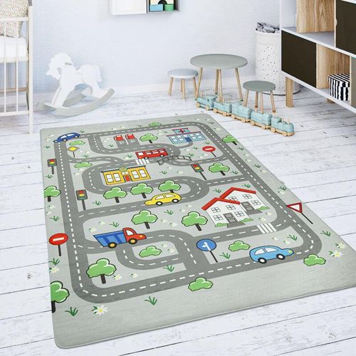 Kinderteppich Teppich Kinderzimmer Spielmatte Spielteppich Rutschfest Grau 80x150 cm - Paco Home