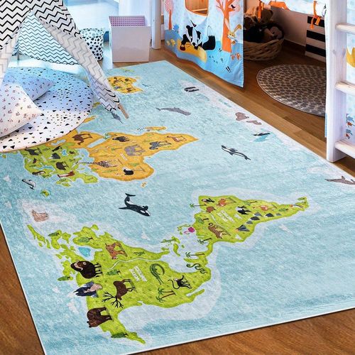 Kinderteppich Kinderteppich Kinderzimmerteppich Spielteppich Weltkarte