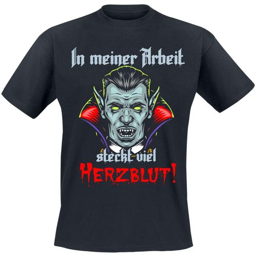 Sprüche Vampir - In meiner Arbeit steckt viel Herzblut! T-Shirt schwarz in XL