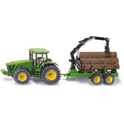 Siku Spielzeug-Traktor SIKU Farmer, John Deere 8430 mit Forstanhänger (1954), grün