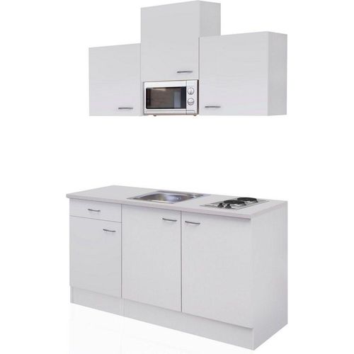Flex-Well Küche Wito, Gesamtbreite 150cm, mit Mikrowelle und Kochfeld, viele Farbenvarianten, weiß