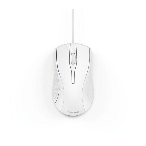 Hama Optische Computermaus mit Kabel, Rechtshänder und Linkshänder Maus Maus (USB), weiß