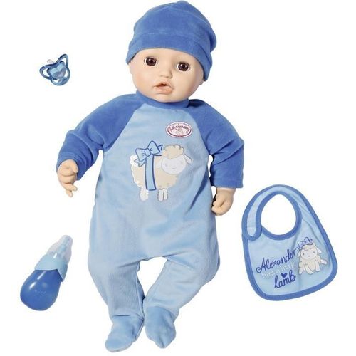 Baby Annabell Babypuppe Alexander, 43 cm, interaktiv mit Schlafaugen, blau