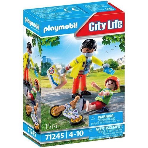 Playmobil® Konstruktions-Spielset Sanitäter mit Patient (71245), City Life, Made in Europe, bunt