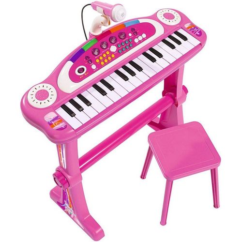SIMBA Spielzeug-Musikinstrument My Music World Keyboard, pink, mit Hocker und Mikrofon, rosa