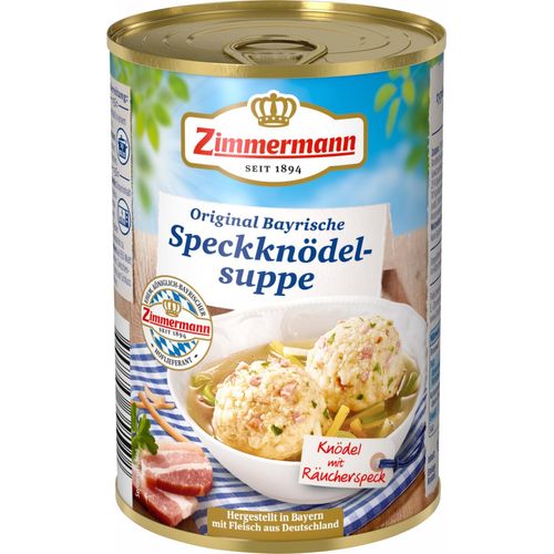 Original Bayerische Speckknödel-Suppe mit Räucherspeck