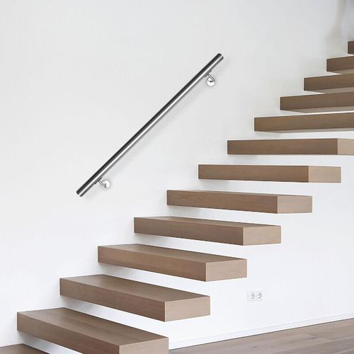 Vingo – Edelstahl Handlauf Treppengeländer Geländer und Handläufe Wandhandlauf Wand Treppe Wandhalterung Innen & Außen 100 cm – Argent