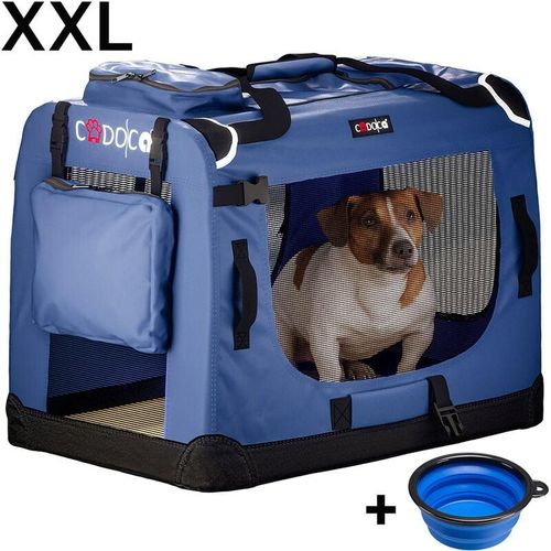Cadoca – Hundetransportbox faltbar Katzentransportbox Transportbox Autobox Hundebox Box versch. Größen Farbwahl xxl – Navy Blau