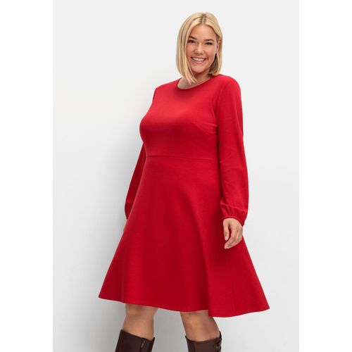 Kleid aus Interlock, mit ausgestelltem Rock, rot, Gr.54