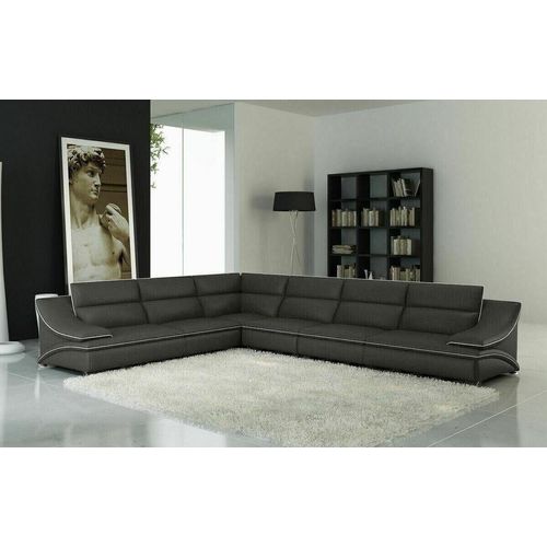 JVmoebel Ecksofa Ledersofa Ecksofa Grau Garnitur Design Modern Sofa A1160 Sofort