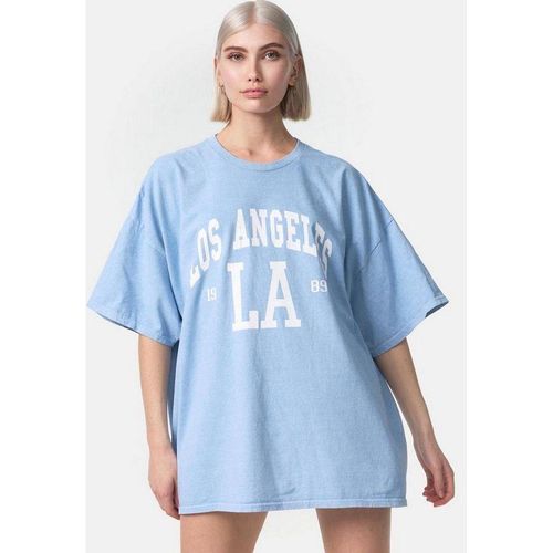 Worldclassca T-Shirt Worldclassca Oversized LA LOS ANGELES Print T-Shirt lang Sommer Tee