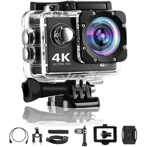 KIKAKO WKamera, 4K 20MP Unterwasser Videokamera 170 Weitwinkel Sportkamera HD-Kamera (HD