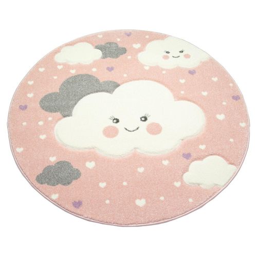 Kinderteppich Kinderteppich Spielteppich mit Wolken in Rosa