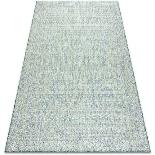 Teppich sisal sion aztekisch 22184 Diamanten flach gewebt grün / blau / ecru green 140×190 cm