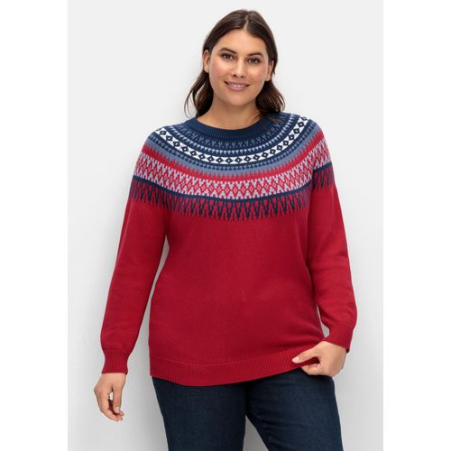 Norwegerpullover aus weicher Baumwolle, kirschrot, Gr.54