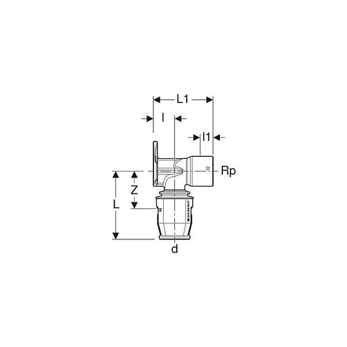 Geberit PushFit Anschlusswinkel 90° Außendurchmesser 20mm 651281001