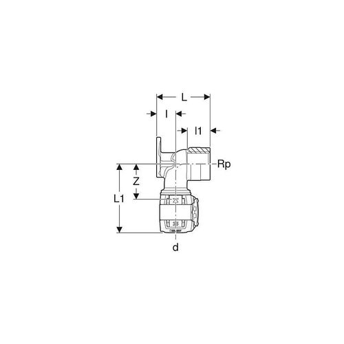 Geberit FlowFit Anschlusswinkel 90° Außendurchmesser 20mm 620811001