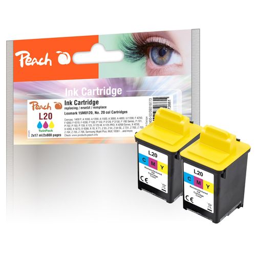 Peach L20 C 2 Druckköpfe 2*col ersetzt Samsung, Lexmark, Compaq No. 20C, 15M0120 für z.B. Compaq 1400 P, Compaq A 1000, Compaq A 1200, Compaq A 1500