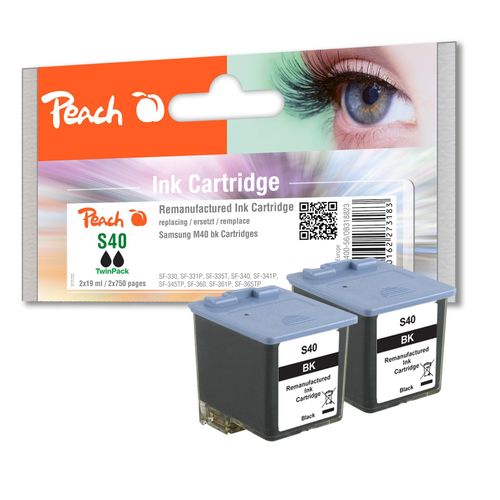 Peach S40/41 2 Druckköpfe 2*bk ersetzt Samsung M40V/ELS für z.B. Samsung SF -300, Samsung SF -330, Samsung SF -331 P, Samsung SF -335 T (wiederaufbereitet)