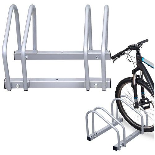 Fahrradständer Radständer Aufstellständer Mehrfachständer Fahrrad Ständer Boden- und Wandmontage Stahl bis 2 Fahrräder – sliber