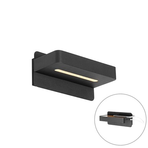 Moderne wandlamp zwart incl. LED met USB en schakelaar - Ted