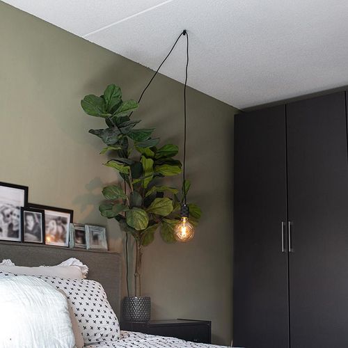 Design hanglamp zwart met stekker - Cavalux