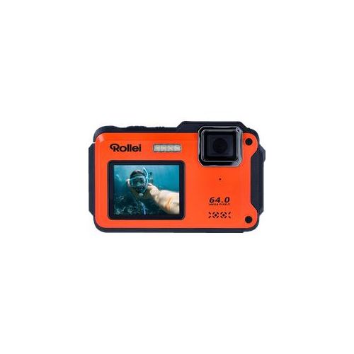 ROLLEI Sportsline 64 Selfie Unterwasserkamera Orange, k.A. opt. Zoom, 2.8 cm Rückseite, 2 Vorderseite