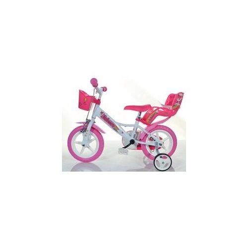 Kinderfahrrad DINO „Unicorn Einhorn 12 Zoll“ Fahrräder Gr. 22 cm, 12 Zoll (30,48 cm), pink (pink, weiß) Kinder Kinderfahrräder mit Stützrädern, Korb und Puppensitz