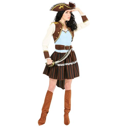 Kostüm „Piratin“ blau/braun für Damen