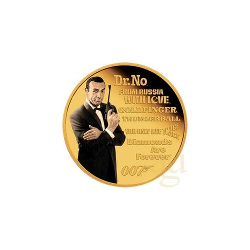1/4 Unze Goldmünze Tuvalu James Bond 007 - Sean Connery 2022 - proof coloriert