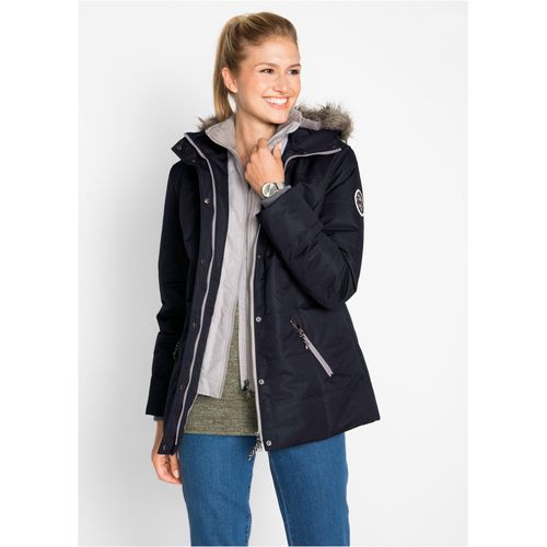 bonprix Winterjacke in 2-in1 Optik, schwarz, Gr.48, Praktische Jacke mit Kapuze, wattiert