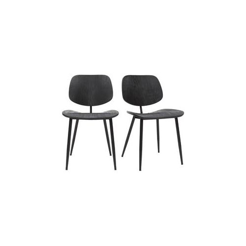 Stühle schwarzes Holz und schwarzes Metall (2er-Set) TOBIAS