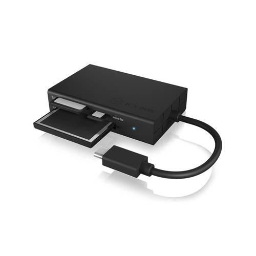 ICY BOX IB-CR401-C3, Type-C® USB 3.0 Kartenleser (CF, SD 4.0, micro SD 4.0), UHS-II, mit Externer Speicherkartenleser / Hub USB-C® Anthrazit