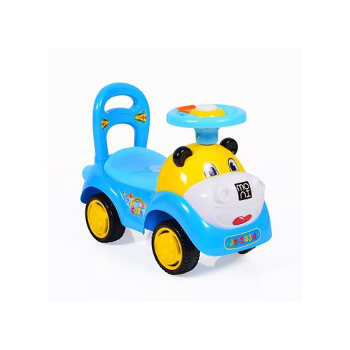 Kinderauto, Rutscher Laufhilfe Super Car lustiges Design, Melodien, Rückenlehne blau