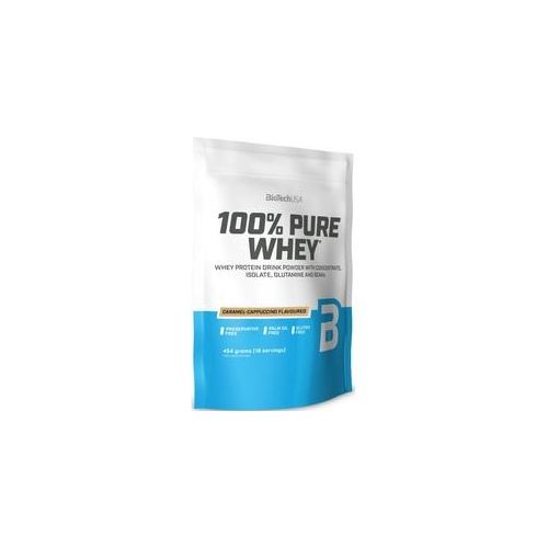 BioTechUSA 100% Pure Whey Molkenprotein kleine Packung Geschmack Caramel & Cappuccino 454 g
