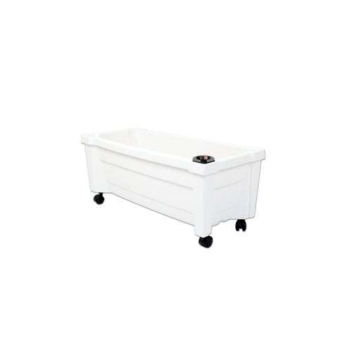 Calypso Pflanzkasten mit Bewässerungssystem, Spalier und Rollen, weiß