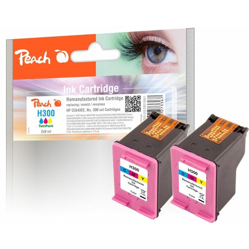 Peach HP 300 c 2 Druckköpfe 2*col ersetzt HP No. 300 c*2, CC643EE*2 für z.B. HP DeskJet D 1600, HP DeskJet D 1658, HP DeskJet D 1660, HP DeskJet D 1663 (wiederaufbereitet)
