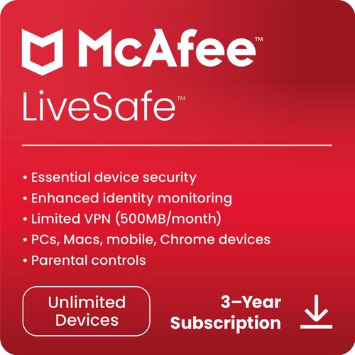 McAfee LiveSafe - onbeperkt aantal apparaten - abonnement voor 3 jaar